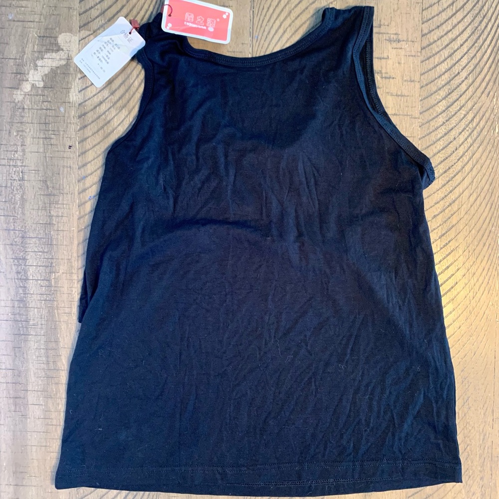 Luzhiyuan black tank top sz small split back NWT